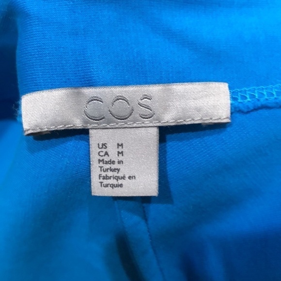COS Shift Dress Size Medium Cyan Blue Stretch Cotton Blend - Picture 5 of 9